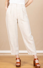 Relaxed Pleat Front Trouser Linen Sand