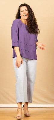 Solid Airflow Button Tunic Purple