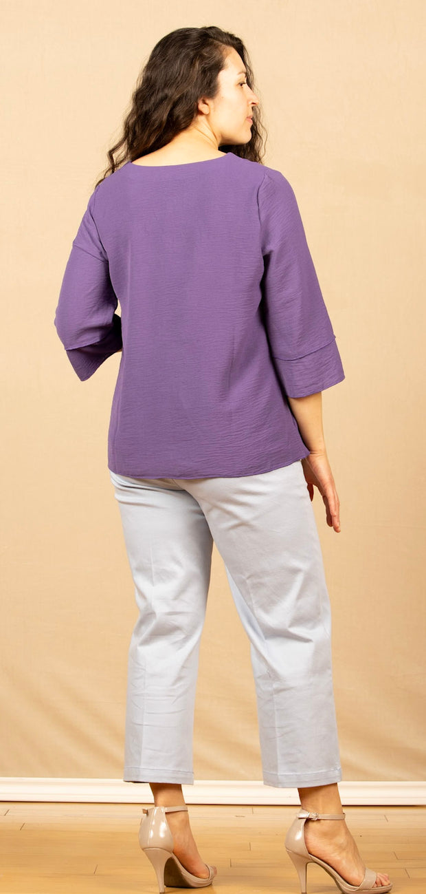 Solid Airflow Button Tunic Purple