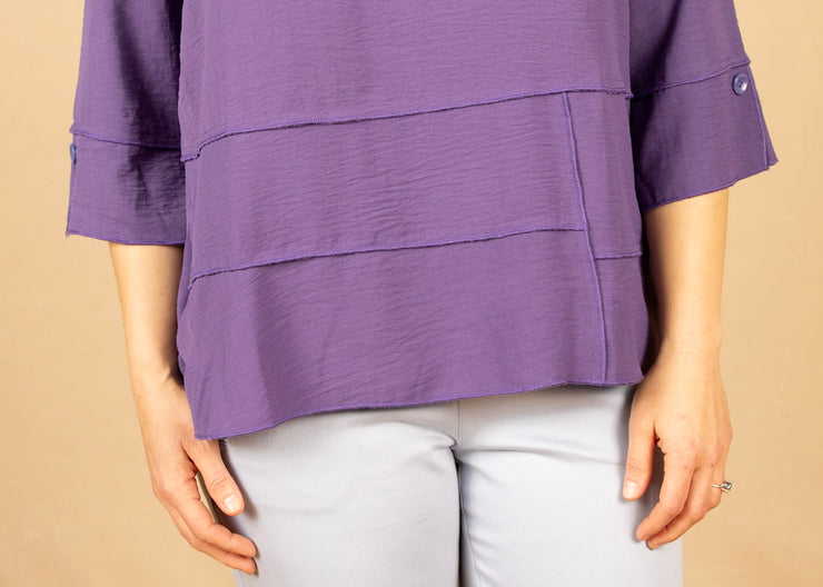 Solid Airflow Button Tunic Purple