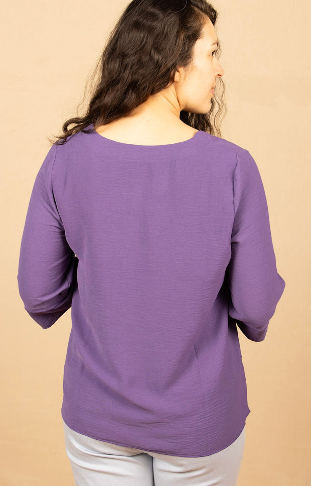 Solid Airflow Button Tunic Purple