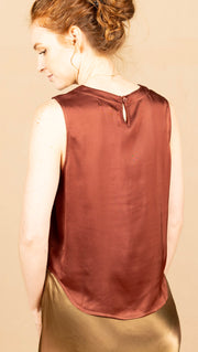 Sleeveless Crew Neck Top Brandy Wine