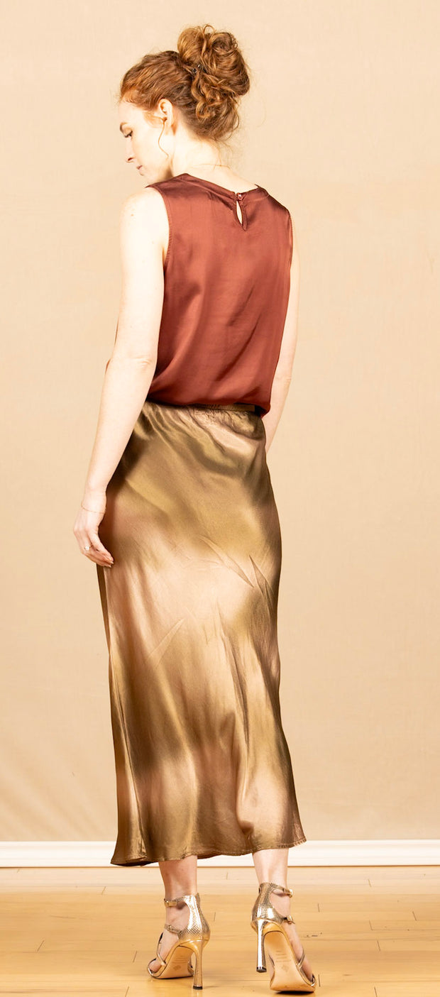 Nora Midi Bias Skirt Gold Gradient Print