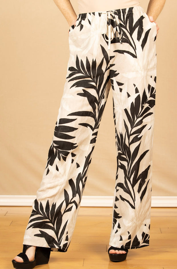 Wide Leg Drawstring Maui Palm Print