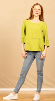 Solid Airflow Button Tunic Green