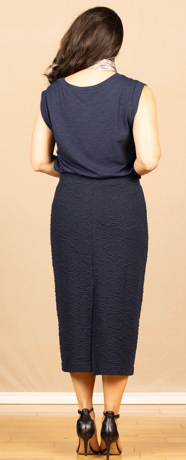 Stephanie Jersey Jacuard Skirt Navy