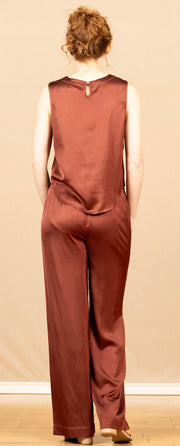 Pleated Wide Leg Trouser Brandy Wine