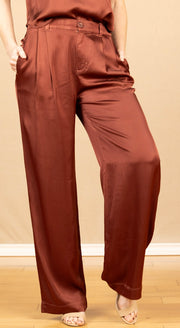 Pleated Wide Leg Trouser Brandy Wine