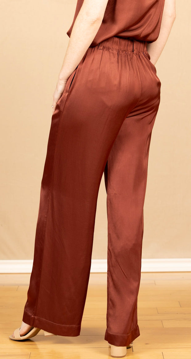 Pleated Wide Leg Trouser Brandy Wine