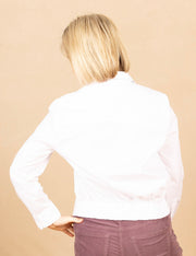 Button Front Shirt W/Elastic Back White