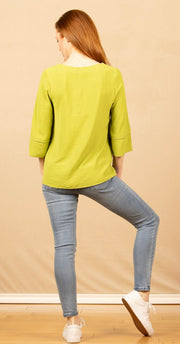 Solid Airflow Button Tunic Green