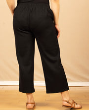 Pull On Wide Leg Crop Trouser Black