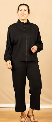 Zip Up Funnel Neck Jacket Black