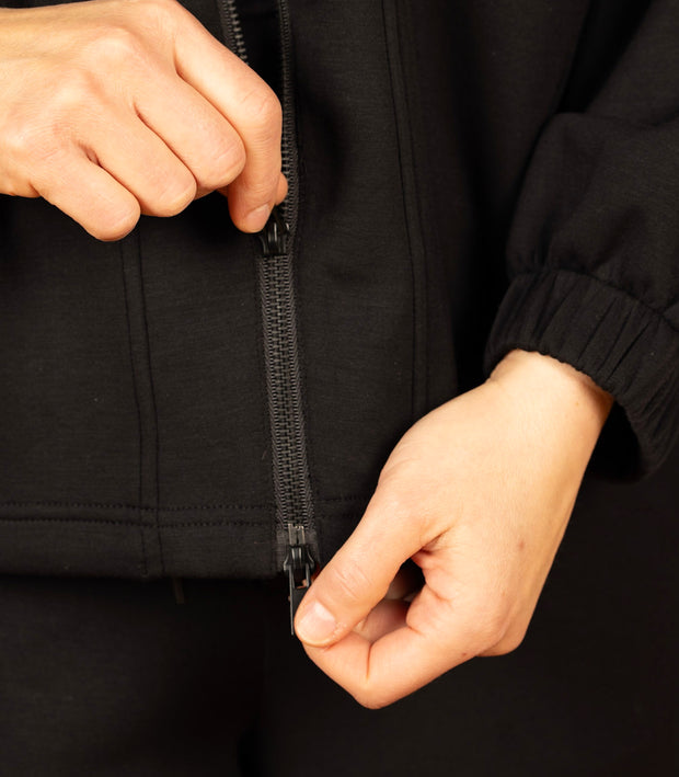 Zip Up Funnel Neck Jacket Black