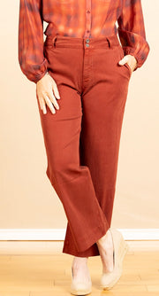 Saige Wide Leg Crop Red Mahogany