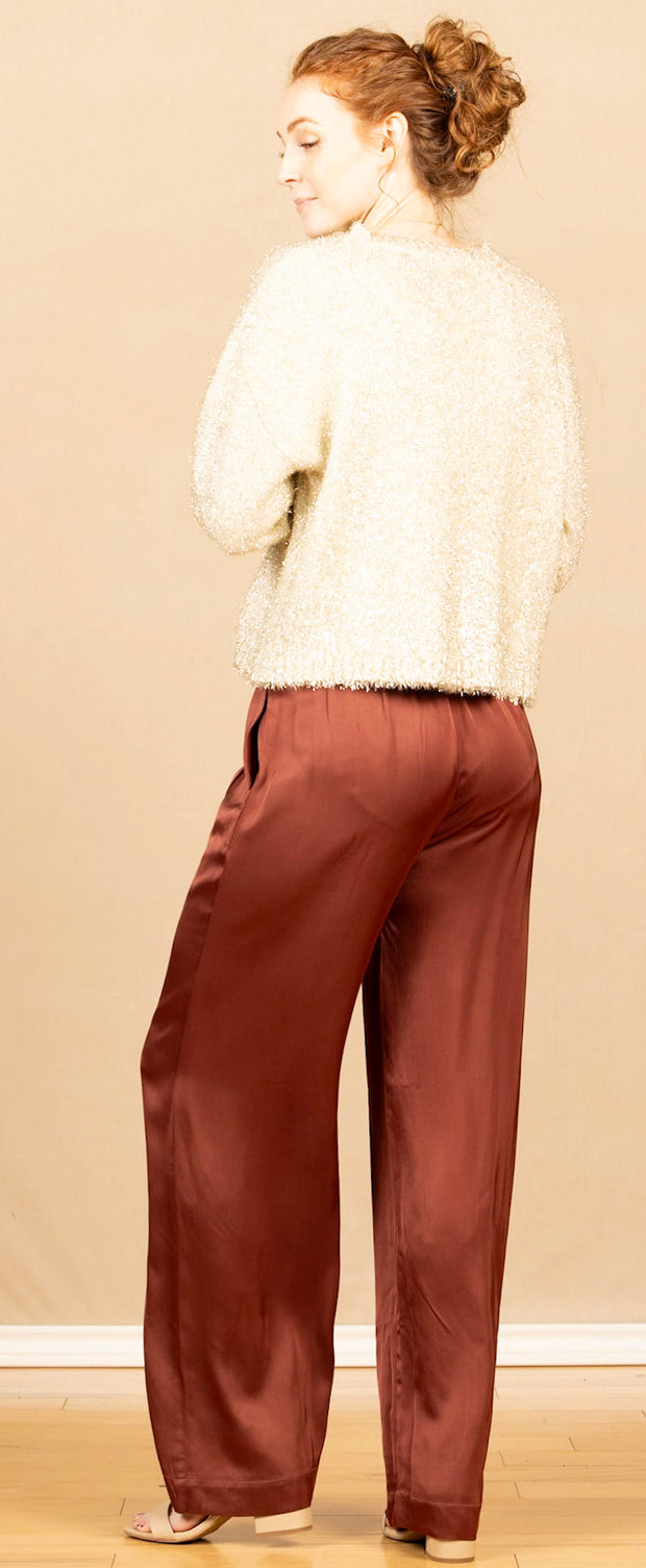 Pleated Wide Leg Trouser Brandy Wine