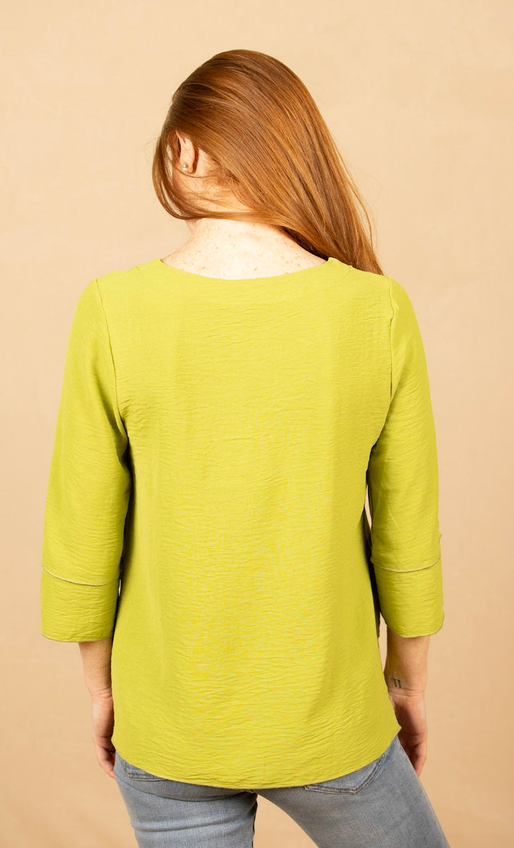 Solid Airflow Button Tunic Green