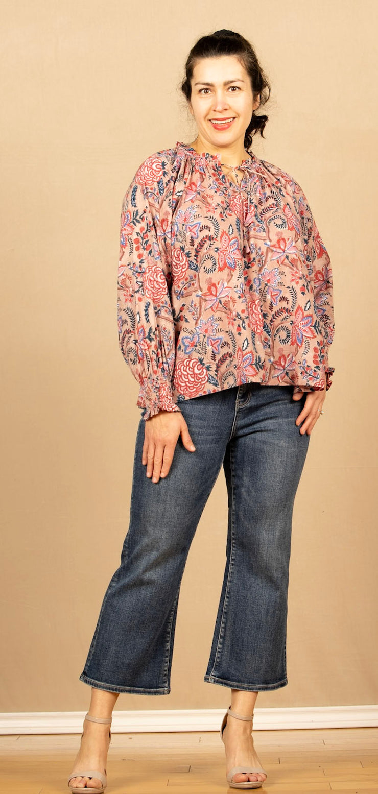 Jessica Top Tan Floral