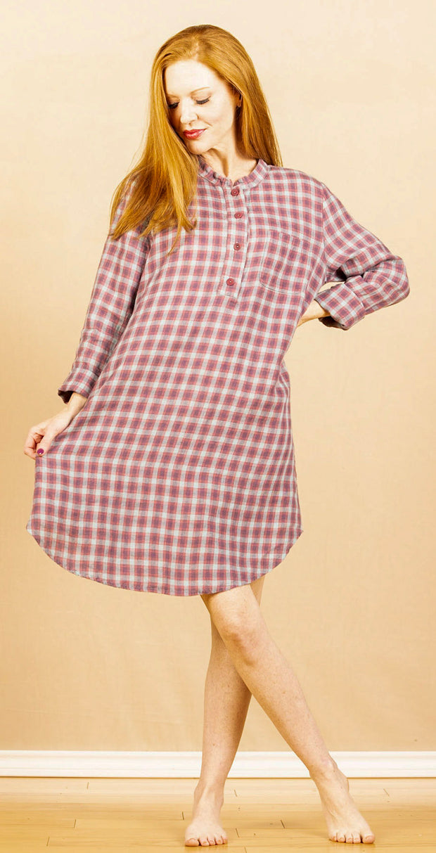 Nightshirt Linen Dress Plaid