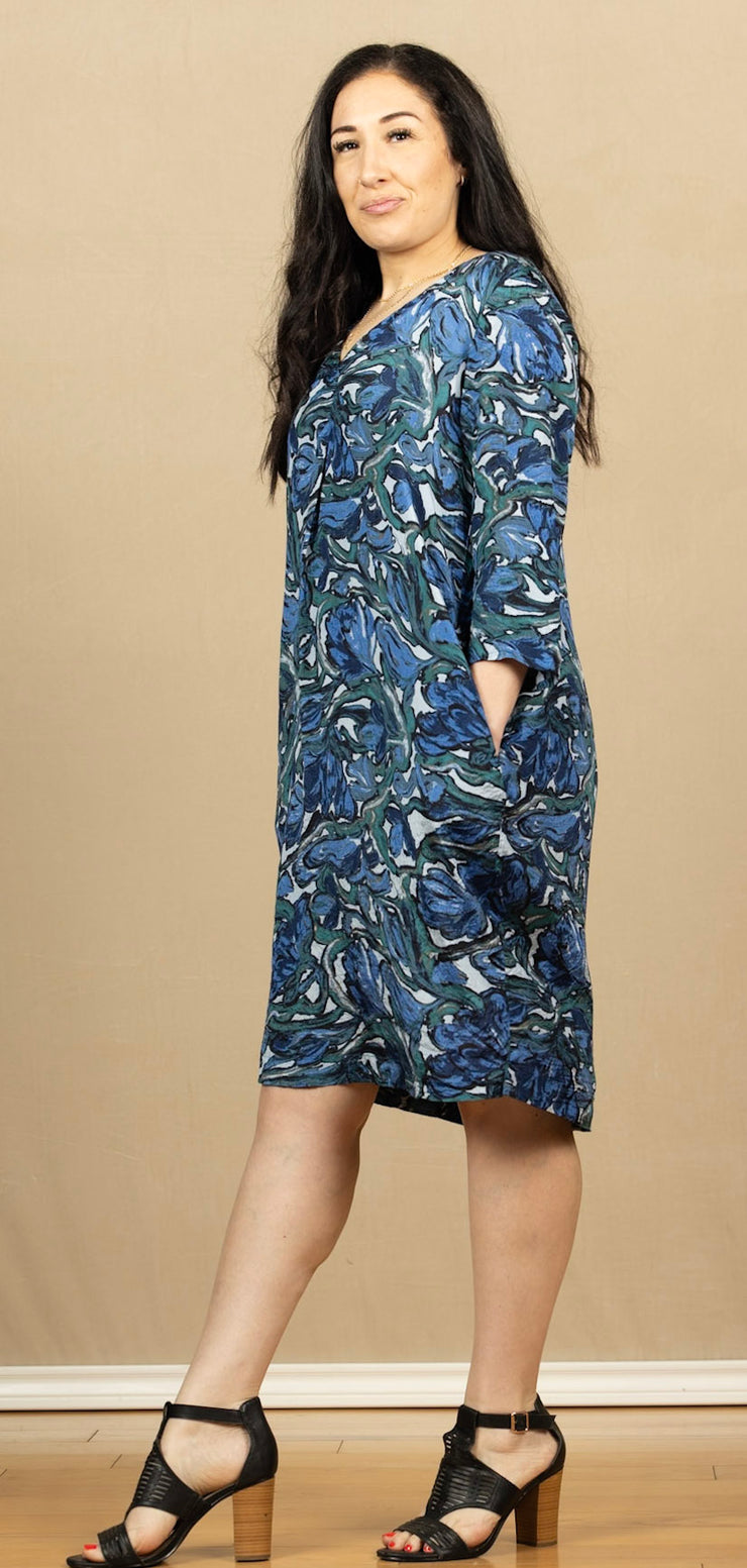 Nodetta Dress Blue Fog Print