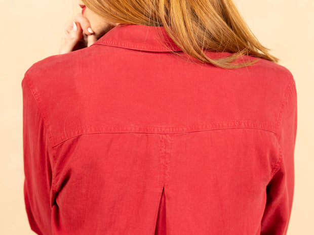 Shirt Tail Button Down Ruby Red