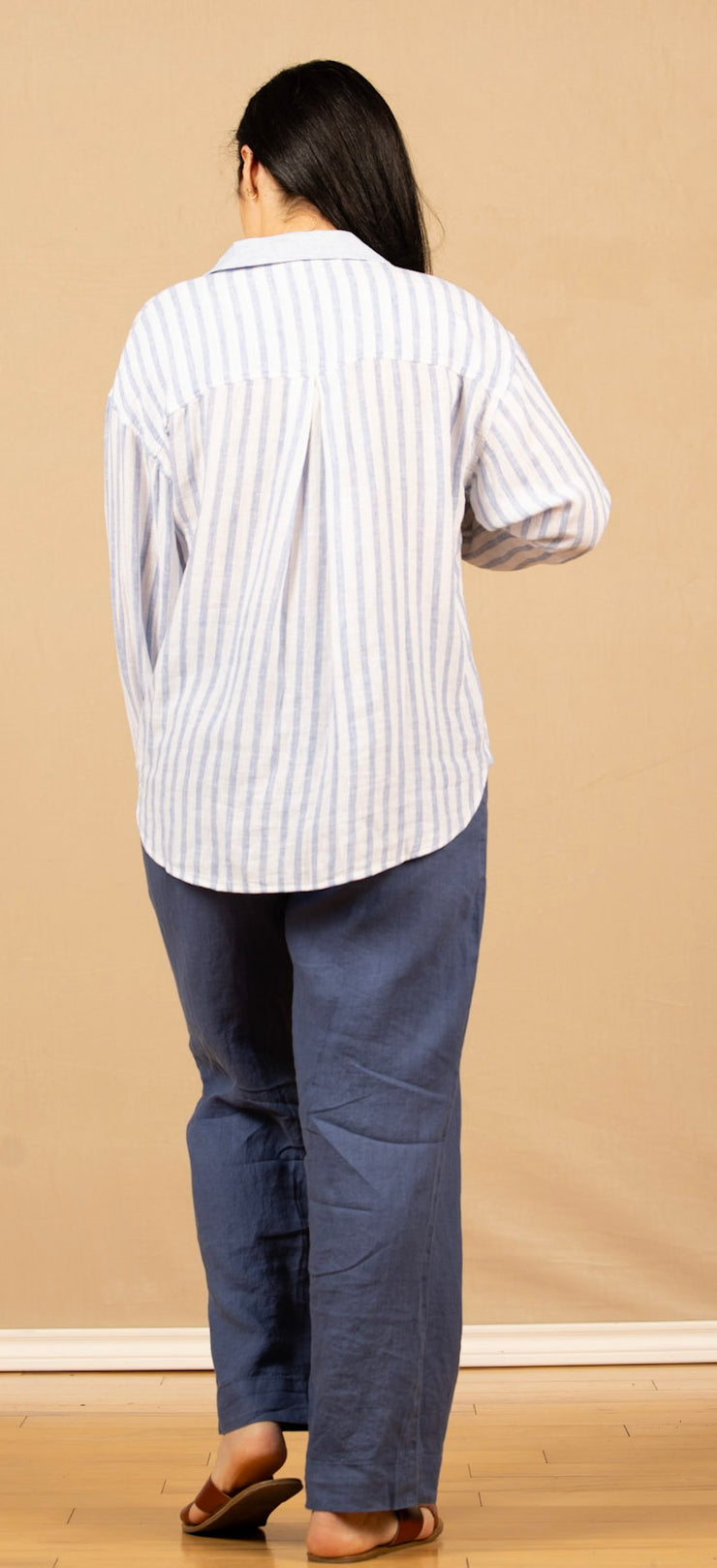 Contrast Pocket Boyfriend Shirt Blue Sky Stripe