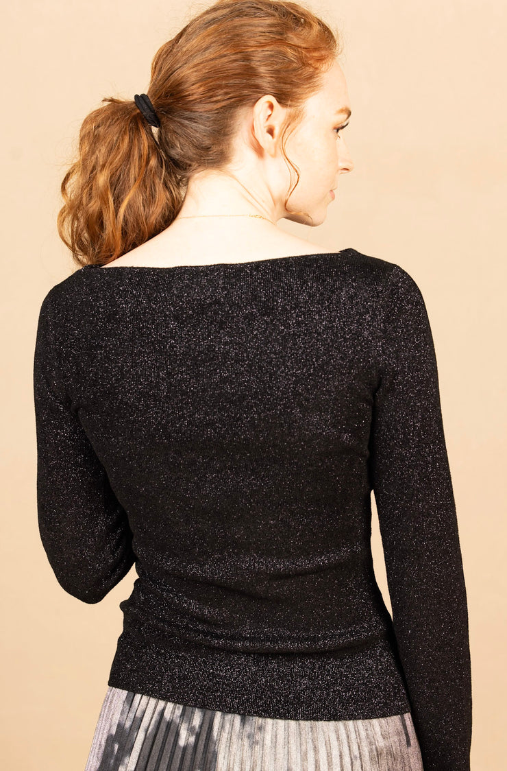 Boatneck Long Sleeve Sweater Black