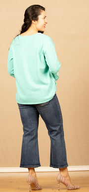 Cotton Sweater w/Two Pockets Seafoam