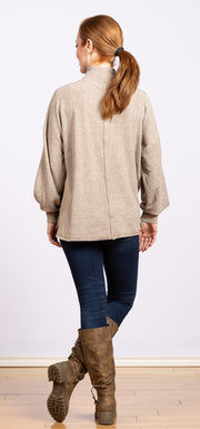 Pleated Sleeve Pullover Khaki
