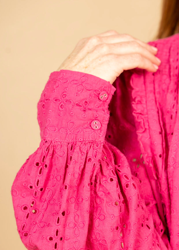 Kathleen Top Pink Eyelet