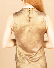 Cowl Neck Bias Top Gold Metallic