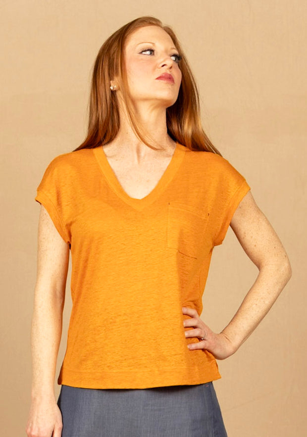 Iris Linen Tee Bright Orange