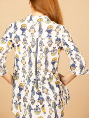 Printed Zip Back Shirt Fish