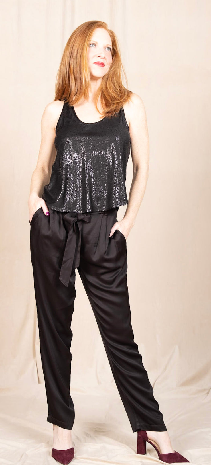 Easy Pleated Trousers Black