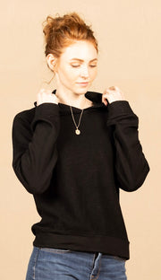 Raglan Hoodie Sweatshirt Black