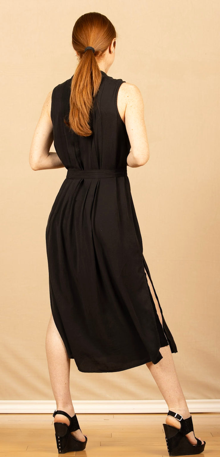 Pintuck Maxi Dress Black