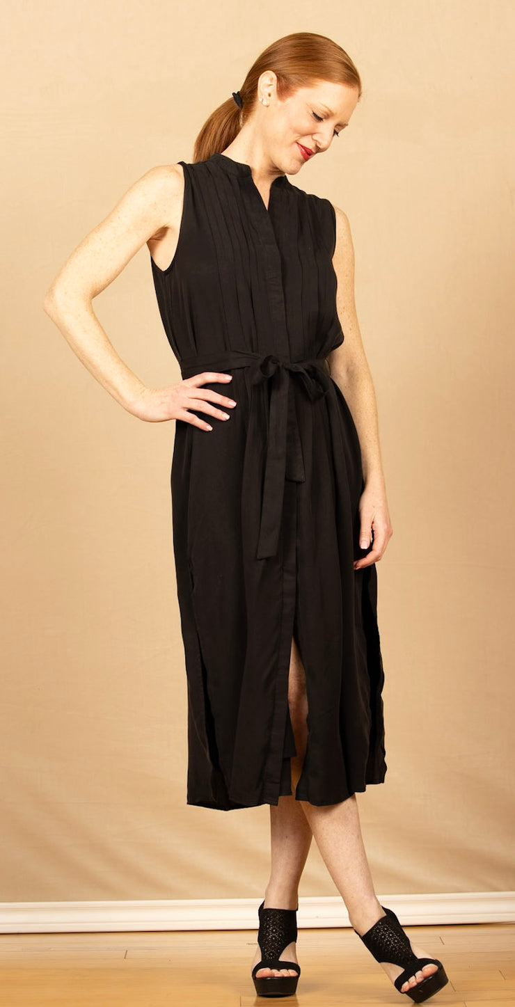 Pintuck Maxi Dress Black