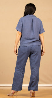 Pleated Wide Leg Ankle Pant Antique Indigo