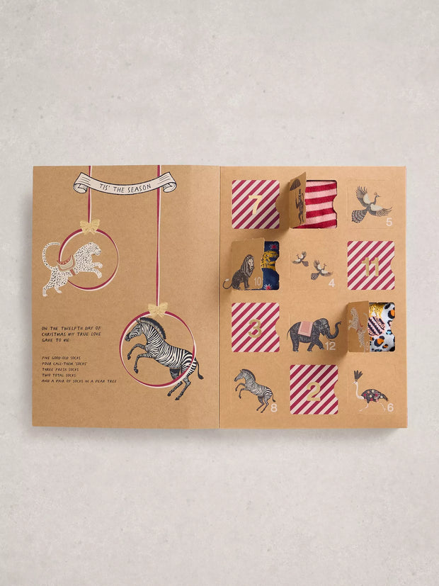 12 Davys Advent Sock Pink Multi