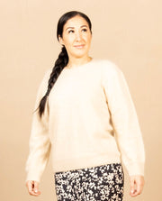 Luxe Fuzzy Crew Sweater Rich Ivory