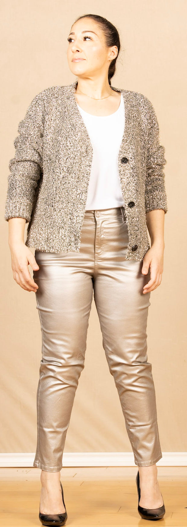 Lennon Straight Leg Jean Silver Metallic