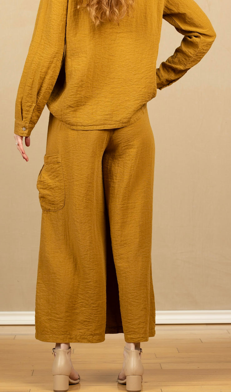 Wide Leg Pocket Pant Brass