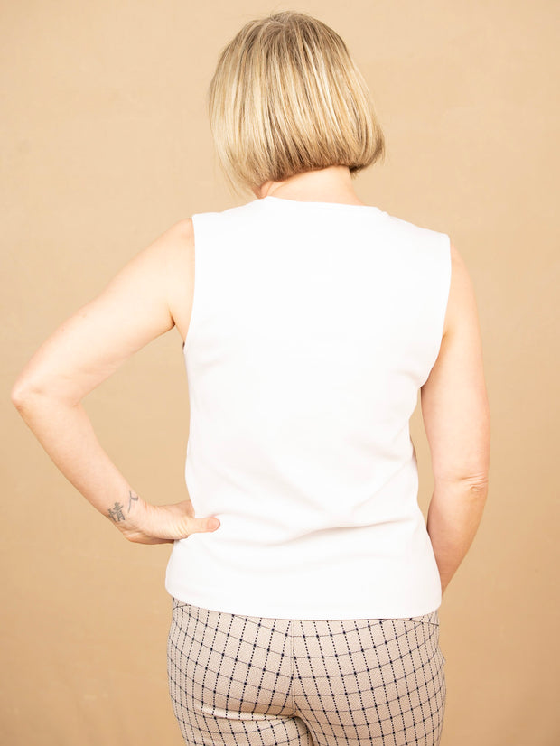 Sleeveless V-Neck White