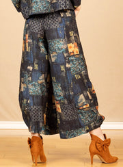 Lantern Pant Navy Print