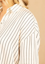 Oversized Button Down Ivory Lurex Stripe