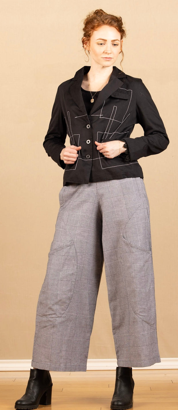 Porsha Plaid Pant Black/W Avalon