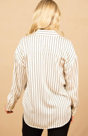 Oversized Button Down Ivory Lurex Stripe