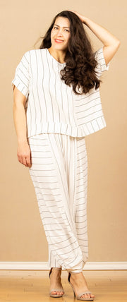 Mix Media Stripe Tunic White