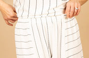 Mix Media Stripe Pants White