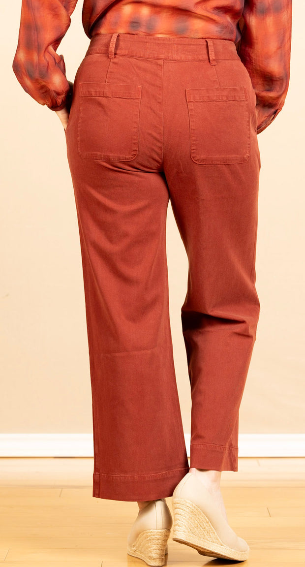 Saige Wide Leg Crop Red Mahogany